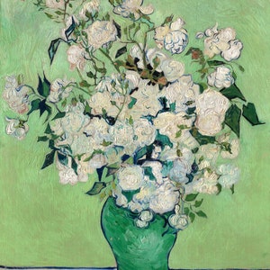 Vincent Van Gogh : Roses (1890) Canvas Gallery Wrapped or Framed Giclee Wall Art Print (D6050)