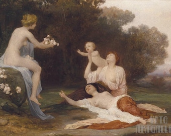 Eduard Lebiedzki : Idylle (1907) Canvas Gallery Wrapped or Framed Giclee Wall Art Print Digitally Remastered (D4060)