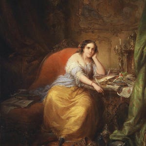 Eduard Ender : The Letter (1882) Canvas Gallery Wrapped or Framed Giclee Wall Art Print Digitally Remastered (D6045)