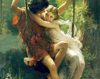 Pierre Auguste Cot : Springtime (1873)  Canvas Gallery Wrapped or Framed Giclee Wall Art Print (D6035)