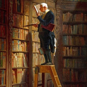 Carl Spitzweg : The Bookworm (1850) Canvas Gallery Wrapped or Framed Giclee Wall Art Print Digitally Remastered (D6035)