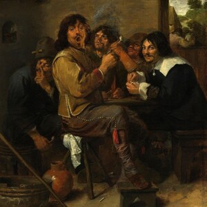 Adriaen Brouwer: Die Raucher (c.1636) Leinwand Galerie gewickelt oder gerahmt Giclee Wandkunst Druck digital remastered (D6050)