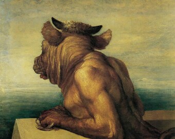 George Frederic Watts : The Minotaur (1885) Canvas Gallery Wrapped or Framed Giclee Wall Art Print Digitally Remastered (D6050)