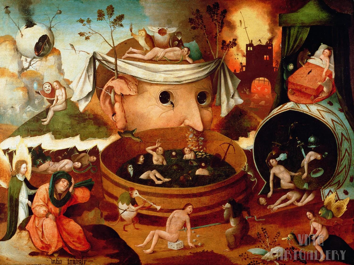 Hieronymus Bosch : The Visions of Tondal (1479) Canvas Gallery Wrapped or Framed Giclee Wall Art Print Digitally Remastered (D4560)