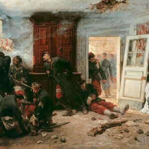 Alphonse-Marie-Adolphe de Neuville : Les dernières Cartouches (1873) Canvas Gallery Wrapped or Framed Giclee Wall Art Print (D4060)