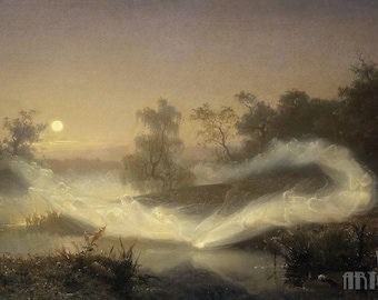 August Malmström: Fadas Dançantes (1866) Impressão artística em tela, com moldura ou acabamento de galeria, remasterizada digitalmente (D3560)