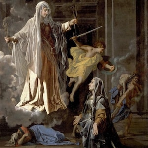 Nicolas Poussin : The Vision of Saint Francesca Romana (1657) Canvas Gallery Wrapped or Framed Giclee Wall Art Print (D6050)
