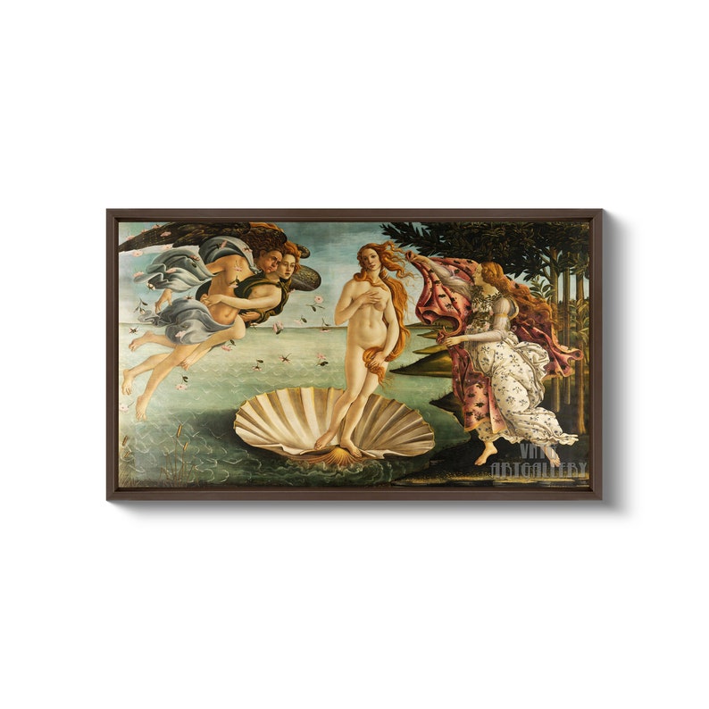 Sandro Botticelli : The Birth of Venus 1484 Canvas Gallery Wrapped or Framed Giclee Wall Art Print D3560 Brown Floating Frame Canvas
