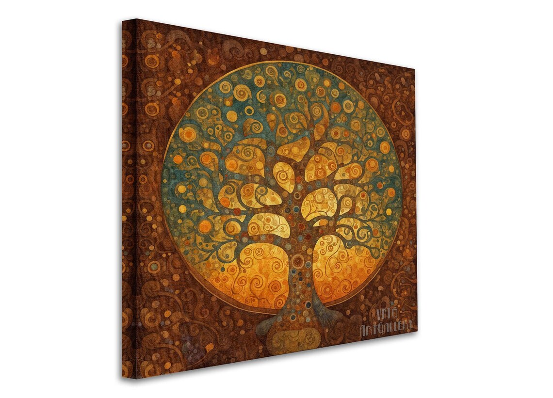 Gustav Klimt Inspired, Art Nouveau : Tree of Life at Sunset Canvas ...