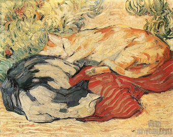 Franz Marc : Cats on a Red Cloth (1910) Canvas Gallery Wrapped or Framed Giclee Wall Art Print Digitally Remastered (D5060)