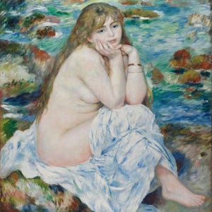 Pierre-Auguste Renoir : Seated Bather (1883-84) Gallery Wrapped or Framed Giclee Wall Art Print Digitally Remastered (D6050)