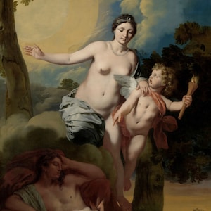 Gerard de Lairesse : Selene en Endymion (1680) Canvas Gallery Wrapped or Framed Giclee Wall Art Print Digitally Remastered (D6040)
