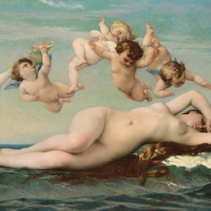 Alexandre Cabanel - La nascita di Venere (1875) Stampa artistica su tela incorniciata o avvolta in una galleria d'arte Giclée, rimasterizzata digitalmente (D3560)