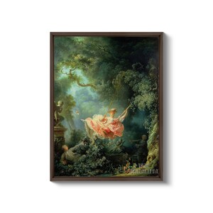 Jean-Honoré Fragonard : The Swing 1767 Canvas Gallery Wrapped or Framed Giclee Wall Art Print D6045 Brown Floating Frame Canvas
