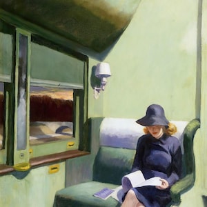 Edward Hopper : Voiture 193 du compartiment C (1938) sur toile, encadrée ou encadrée, impression giclée d'art mural remasterisé numériquement (D6050)