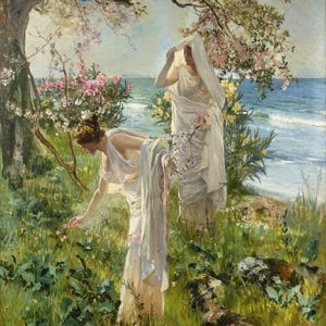 Joaquín Sorolla : Greek Girls on the Shore (1895) Canvas Gallery Wrapped or Framed Giclee Wall Art Print Digitally Remastered (D6050)