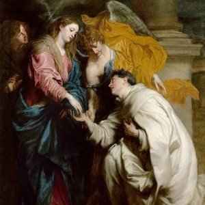 Anthony van Dyck: Sant&#39;Ermann Giuseppe (1629) Stampa artistica su tela, incorniciata o avvolta in una cornice, rimasterizzata digitalmente (D6050)