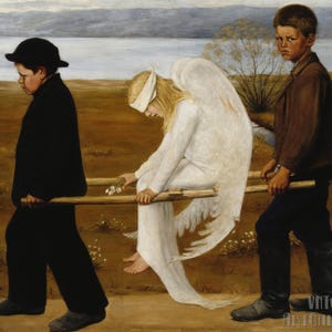 Hugo Simberg : The Wounded Angel (1903) Canvas Gallery Wrapped or Framed Giclee Wall Art Print Digitally Remastered (D5060)