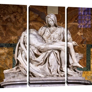 Michelangelo : Pieta 1499 Canvas Gallery Wrapped or Framed Giclee Wall Art Print D5060 3 Panel Stretched Canvas