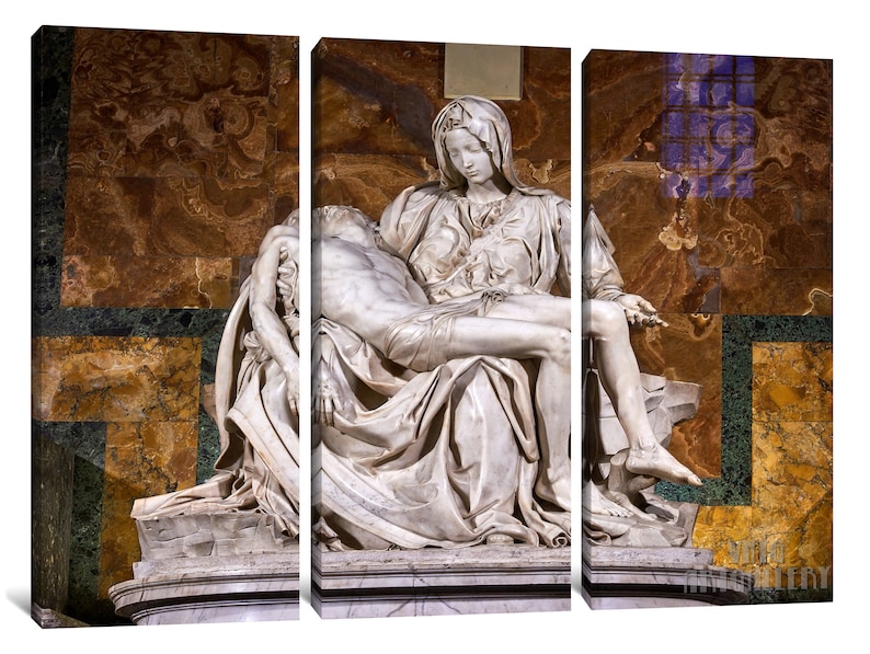 Michelangelo : Pieta 1499 Canvas Gallery Wrapped or Framed Giclee Wall Art Print D5060 3 Panel Stretched Canvas