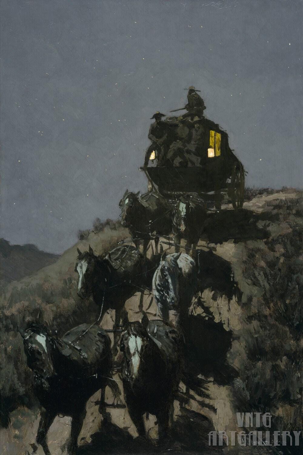 フレデリック・レミントン - 平原の古い駅馬車（1901年）キャンバス