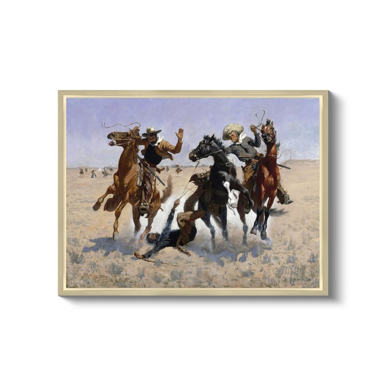 Frederic Remington: Ayudando a un camarada (1890). Impresión giclée sobre lienzo, enmarcada o enmarcada, remasterizada digitalmente (D4560). Natural Floating Frame Canvas