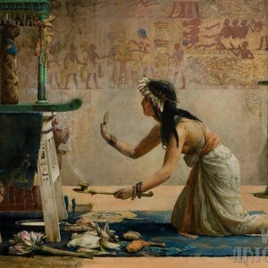 John Reinhard Weguelin: Le esequie di un gatto egiziano (1886) Stampa artistica da parete giclée su tela con cornice o avvolto in una galleria (D4060)