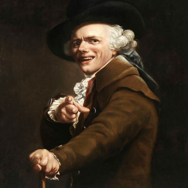 Joseph Ducreux : Portrait de l'artiste sous les traits d'un moqueur (1793) Impression giclée d'art murale sur toile tendue ou encadrée (D6050)