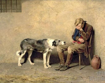 Briton Riviere : Fidelity (1869) Canvas Gallery Wrapped or Framed Giclee Wall Art Print Digitally Remastered (D4060)