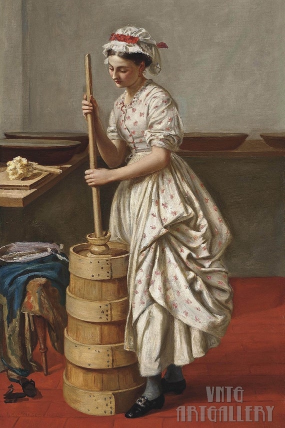 The butter churn, Art Painting by Valentine Cameron Prinsep