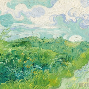 Vincent van Gogh : Green Wheat Fields  Auvers (1890) Canvas Gallery Wrapped or Framed Giclee Wall Art Print Digitally Remastered (D4560)