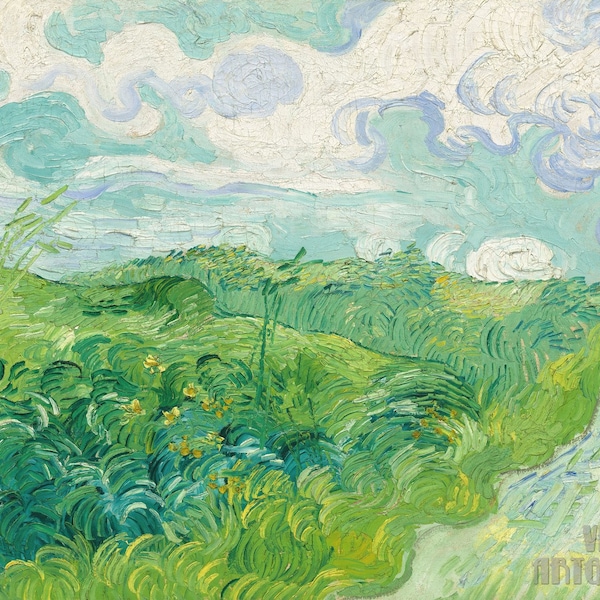 Vincent van Gogh: Grüne Weizenfelder Auvers (1890) Leinwand Gallerie gewickelt oder gerahmt Giclee Print (D4560)