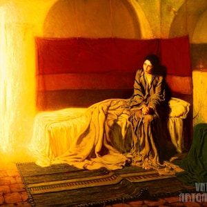 Henry Ossawa Tanner: La Anunciación (1898) Impresión de arte mural en lienzo envuelto o enmarcado remasterizado digitalmente (D5060)