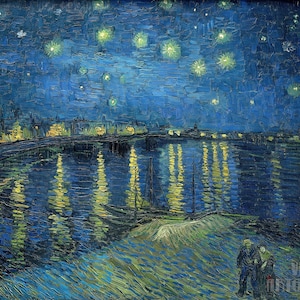 Vincent van Gogh : Starry Night Over the Rhone (1888)  Canvas Gallery Wrapped or Framed Giclee Wall Art Print Digitally Remastered (D4560)