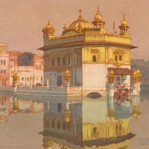 Yoshida Hiroshi : Golden Temple in Amritsar (1931) Canvas Gallery Wrapped or Framed Giclee Wall Art Print Digitally Remastered (D4060))