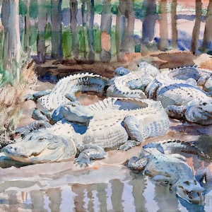 John Singer Sargent : Muddy Alligators (1917) Canvas Gallery Wrapped or Framed Giclee Wall Art Print Digitally Remastered (D4060)