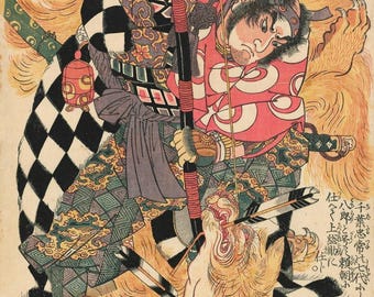hirozaurus_11様 Utagawa Kuniyoshi. Prince Hanzoku terrorized by a nine-tailed fox