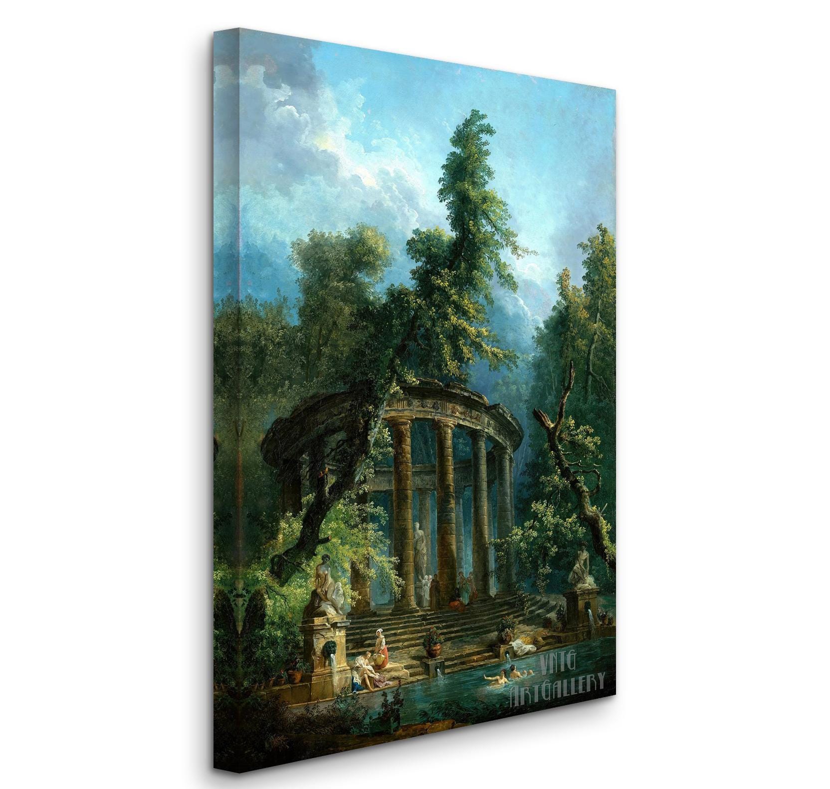 Hubert Robert : the Bathing Pool (1777) Canvas Gallery Wrapped Giclee ...