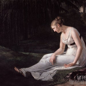 Constance Marie Charpentier: Melanconia (1801) Stampa artistica su tela incorniciata o avvolta in una galleria d'arte Giclée, rimasterizzata digitalmente (D5060)