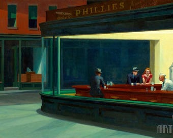 Edward Hopper : Nighthawks (1942) Canvas Gallery Wrapped or Framed Giclee Wall Art Print Digitally Remastered (D3560)