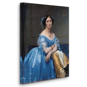 a painting of a woman in a blue dress