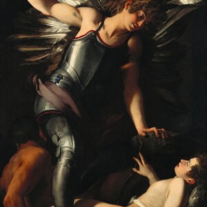 Giovanni Baglione : The Divine Eros Defeats the Earthly Eros (c1602) Canvas Gallery Wrapped Giclee Wall Art Print (D6040)