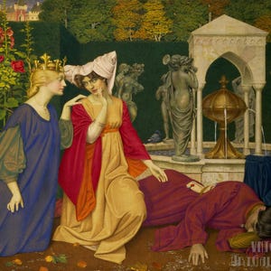 Joseph Edward Southall: Cambiar la letra (1908) Impresión de arte mural en lienzo envuelto o enmarcado remasterizado digitalmente (D5060)