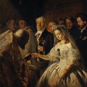 Vasily Vladimirovich Pukirev : The Unequal Marriage (1862) Canvas Gallery Wrapped or Framed Giclee Wall Art Print (D6050)