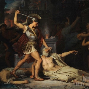 Jules Lefebvre : The Death of Priam (1861) Canvas Gallery Wrapped or Framed Giclee Wall Art Print Digitally Remastered (D4560)