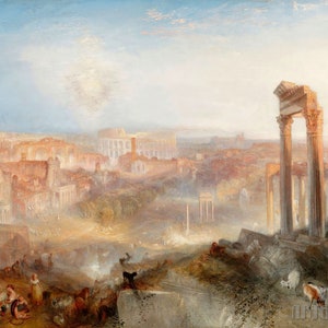 Joseph Mallord William Turner: Roma moderna-Campo Vaccino (1839) Stampa artistica da parete Giclée su tela con cornice o avvolto in galleria (D4560)
