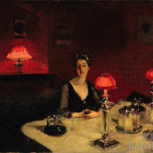 John Singer Sargent: Ett middagsbord på natten (1884) Canvas Galleriramad eller inramad Giclée-väggkonsttryck Digitalt remastrad (D4560)