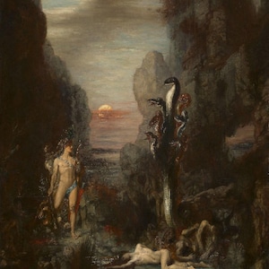 Gustave Moreau : Hercules and the Lernaean Hydra (1875-76) Canvas Gallery Wrapped or Framed Giclee Wall Art Print (D6050)