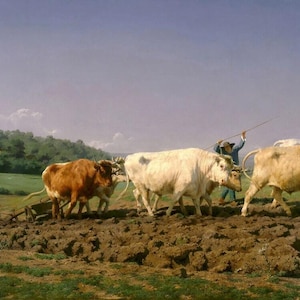 Rosa Bonheur: Aratura nel Nivernais (1849) Stampa artistica su tela incorniciata o avvolta in una galleria d'arte Giclée, rimasterizzata digitalmente (D3060)
