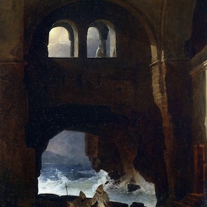 Franz Ludwig Catel: Monaci nel cortile di un monastero (1856) Galleria su tela Stampa artistica su parete avvolta o incorniciata (D6045)
